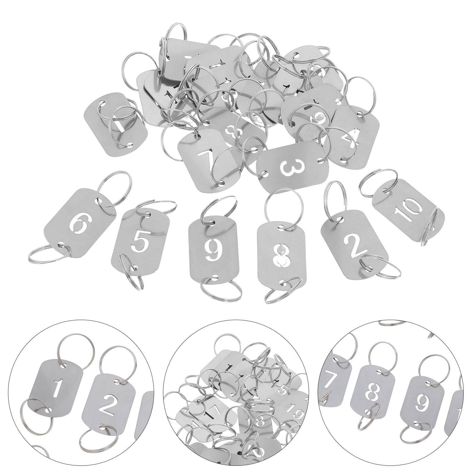 OFFIGAM 20Pcs Hollowed Stainless Steel Number Tags for Labeling Keys ...