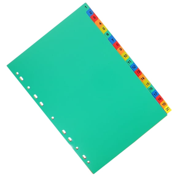 OFFIGAM 20-Piece Plastic Binder Divider Tabs for Notebook and Planner, Writable Index Tabs for School Office Organization