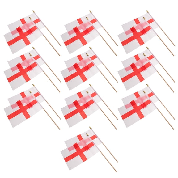 OFFIGAM 20Pcs Small England Handheld Flags on Stick Lightweight Polyester Cheer Flags for Sporting Events