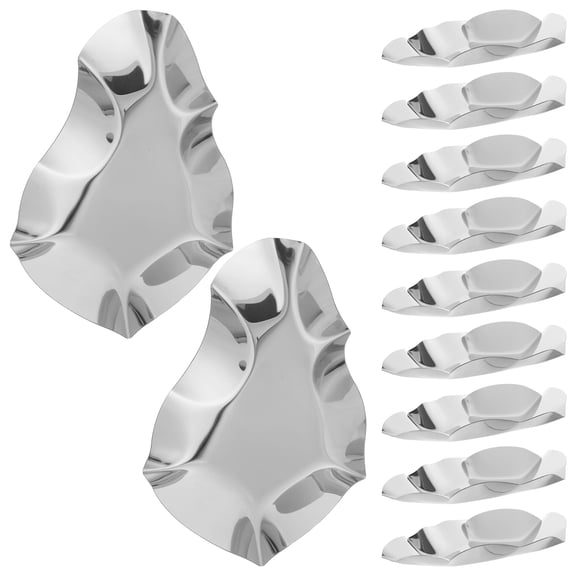OFFIGAM 20Pcs Stainless Steel Oyster Shell Tray for Grilling and Serving with Sauce Holder