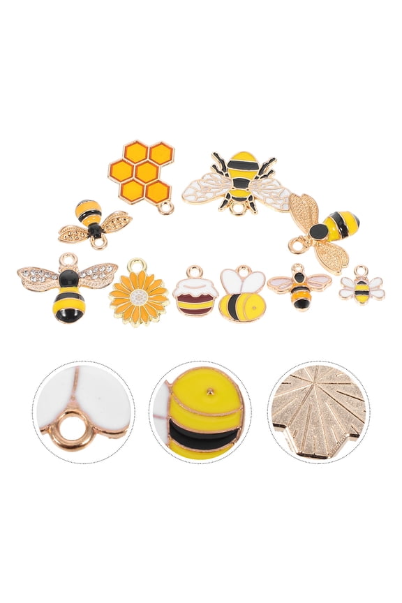 20Pcs Vibrant Alloy Bee Pendants for Jewelry Making with Rhinestone Details and Assorted Colors