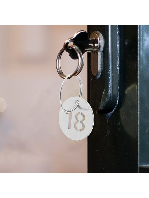 Stainless Steel Number Plate Keychain Plated Silver Hollowed Design Clear Identification 20Sets