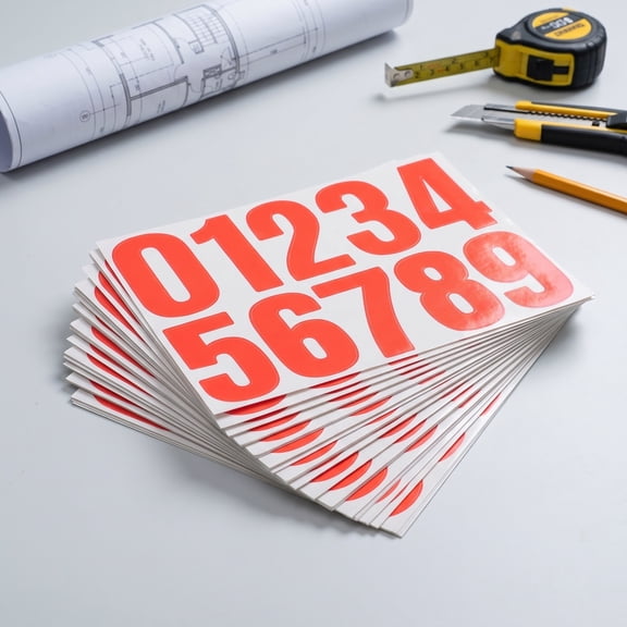 OFFIGAM 20 Sheets Red Weatherproof Vinyl Number Stickers, Adhesive Address Labels for Mailbox, House, Door, Outdoor Home Use