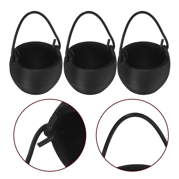 OFFIGAM 20-Pack Mini Black Plastic Cauldron Pots for Crafts, Decorations, and Party Favors