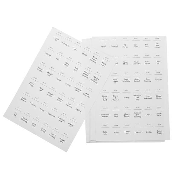OFFIGAM 216-Piece Preprinted White Spice Jar Label Stickers, Self-Adhesive for Cups, Containers, and Kitchen Storage