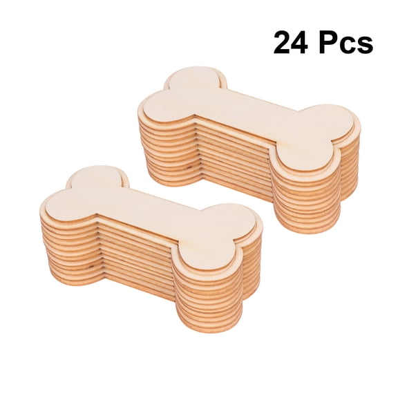 OFFIGAM 24PCS Unfinished Bone Shaped Wood Sign for School Projects in Beige for Craft Use
