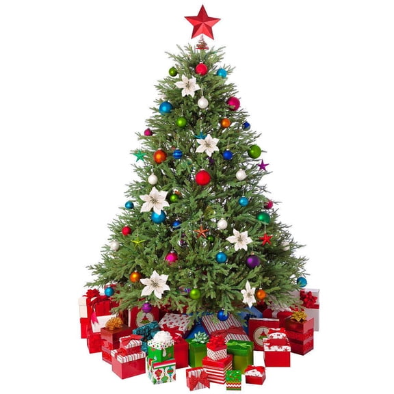 OFFIGAM 24Pcs Glitter Fake Flower Christmas Decorative Artificial Flowers for Tree Hanging Ornament Assorted Colors