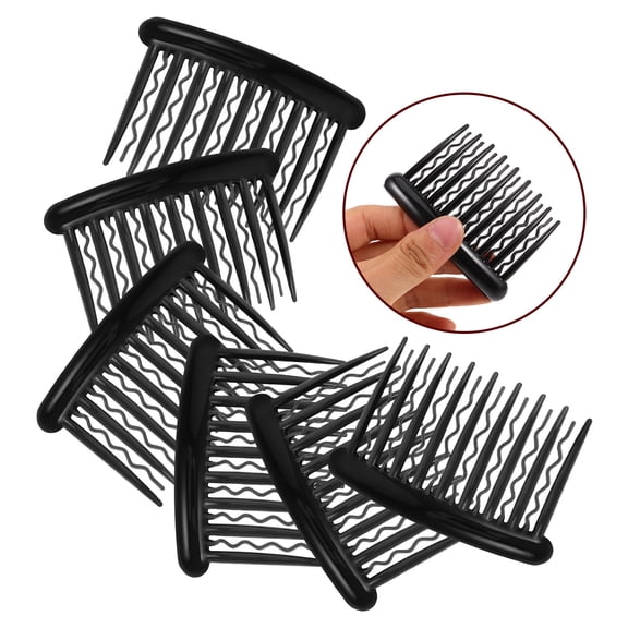 OFFIGAM Black Vintage Wave Bridal Comb, Plastic, Straight Teeth, Secure Hold, Elegant Design, 24Pcs