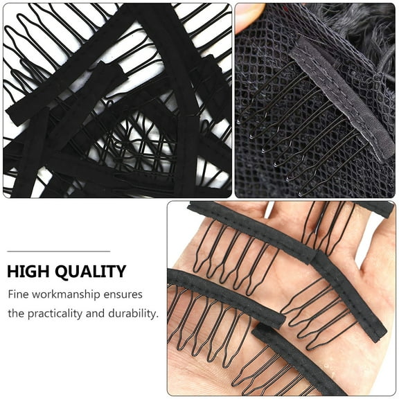 OFFIGAM 25Pcs Black Wig Clip Accessory Durable Metal Comb for Secure Wig Fixation