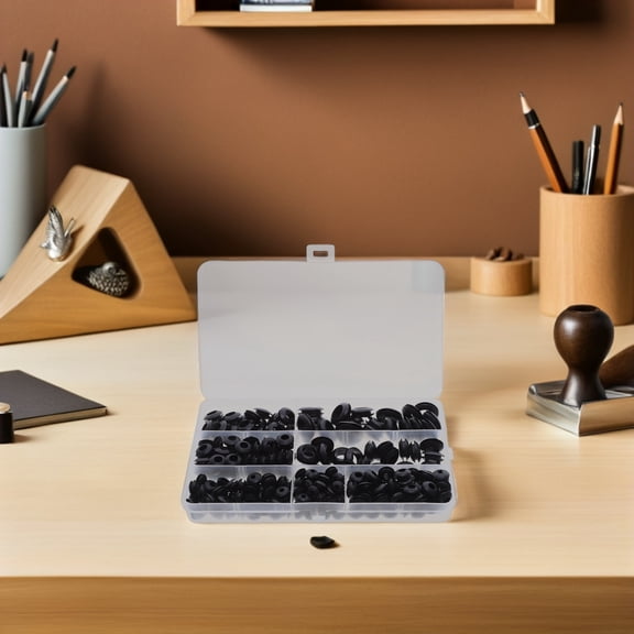OFFIGAM 260Pcs Black Rubber Wire Grommets with Tight Seal for Electrical Cable Protection and Organization