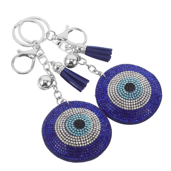 OFFIGAM Protection from Evil Eye Keychain Blue Rhinestone Zinc Alloy 2Pcs