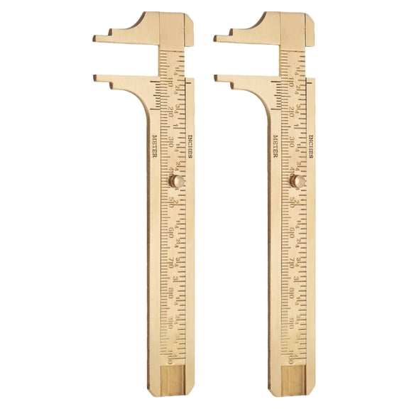 OFFIGAM 2-Pack Brass Precision Sliding Rulers for Wire Measurement and Crafting Projects, and
