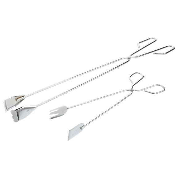 OFFIGAM 2PCS Stainless Steel Tongs Up Tool Scissor Shape for Outdoor Camping Cleanup Use
