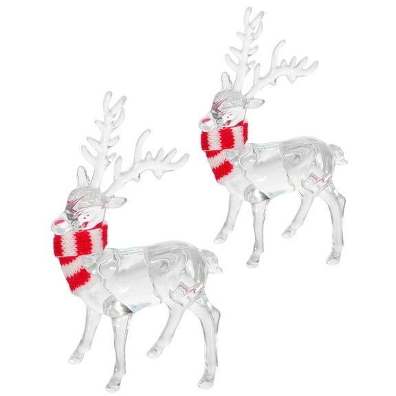 OFFIGAM 2PCS Standing Reindeer Figurines Clear Holiday Deer Decor for Christmas Party and Seasonal Gathering Decoration