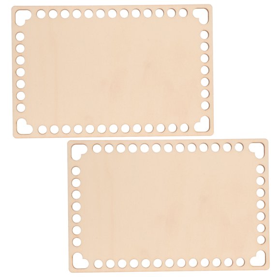 OFFIGAM 2-Pack Beige Crochet Basket Bottoms with Wood Base for Craft Projects, Tools, and Home Organization