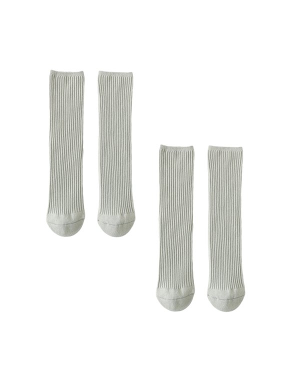 2Pairs Breathable Cotton Socks Mid Calf Length Soft Grey Socks for Universal Wear