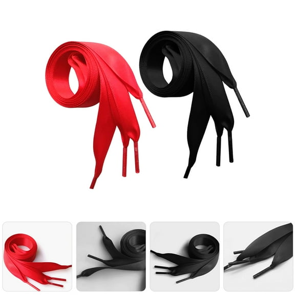 OFFIGAM 2Pairs Stylish Wide Flat Polyester Shoelaces for Sneakers Boots Fit