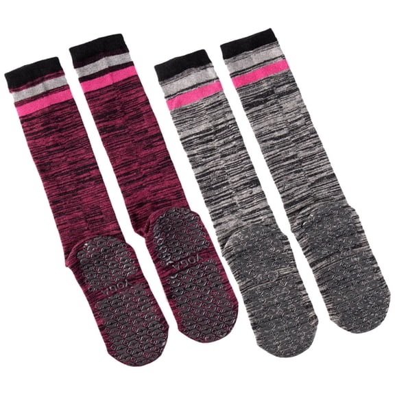 OFFIGAM 2Pairs Non Slip Socks Womens Breathable Pilates Socks with Grips for Outdoor Use