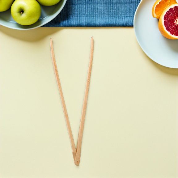 OFFIGAM 2Pcs 12 Inch Bamboo Cooking Tongs with No Paint Finish for Toaster and Bbq Serving
