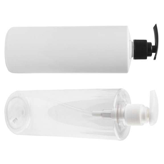 OFFIGAM 2Pcs 500ml Refillable Pump Dispenser Bottle White Plastic for Daily Use in Home Supplies