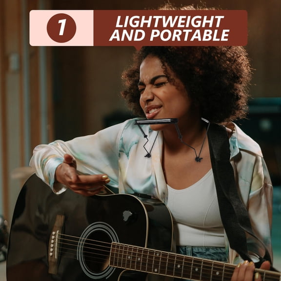 OFFIGAM 2Pcs Adjustable Black Metal Harmonica Neck Holder for 10 Hole Harp Handsfree Playing with Multi Angle Support