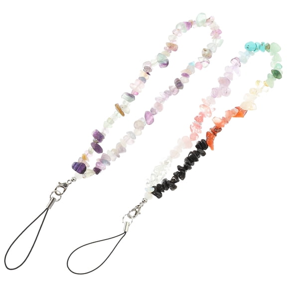OFFIGAM 2Pcs Beaded Phone Charms Strap Assorted Color Crystal Lightweight Phone Users Style