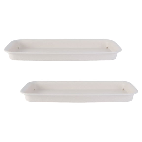 OFFIGAM Beige Rectangular Plastic Plant Trays for Indoor and Outdoor Gardening 2Pcs