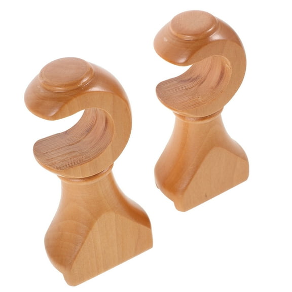 OFFIGAM 2Pcs Beige Wooden Curtain Rod Brackets with Adjustable Mounting for Home Window Use