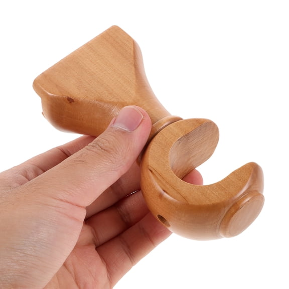 OFFIGAM 2Pcs Beige Wooden Curtain Rod Brackets with Adjustable Mounting for Home Window Use