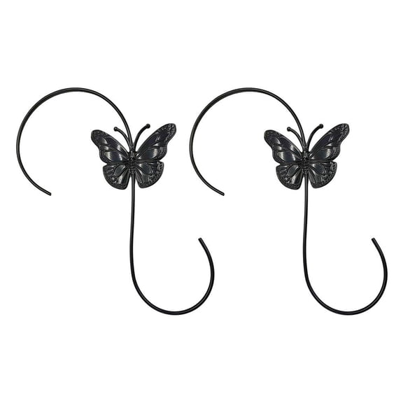 OFFIGAM 2-Pack Bird Feeder Hangers with Black Wall Hooks for Outdoor Garden, Patio, Yard Hanging Accessories