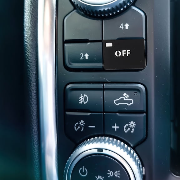 OFFIGAM 2Pcs Black Car Interior Button Stickers Stylish Durable Decals for Car Console and Audio Buttons