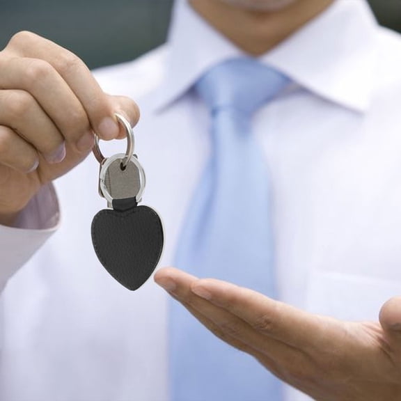 OFFIGAM PU Heart Keychains Black for Heat Transfer Sublimation 2Pcs