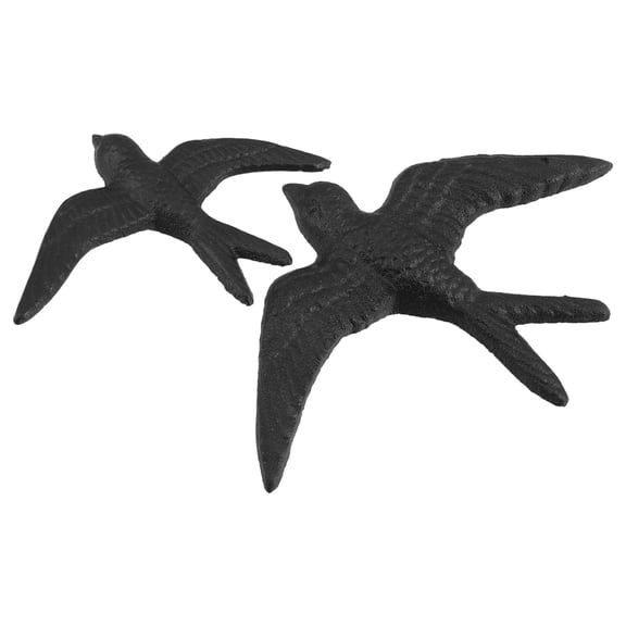 OFFIGAM 2Pcs Black Metal Bird Wall Sculpture Vintage Style for Outdoor Garden Porch Wall Decoration