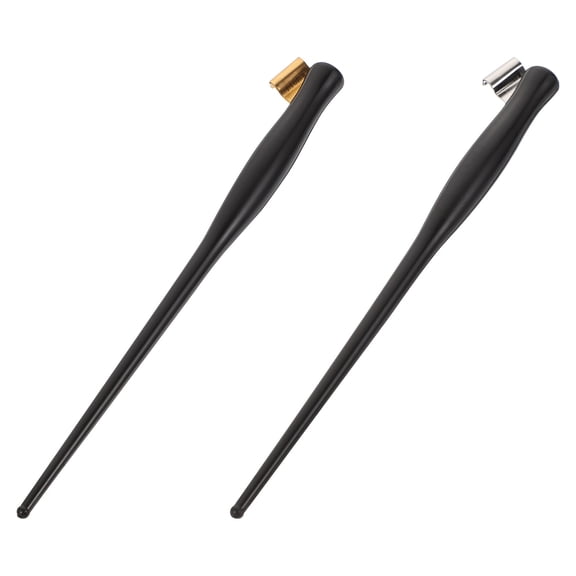 OFFIGAM 2Pcs Black Resin Oblique Pen Holders Dip Pen Nib Handles for Smooth Writing Control