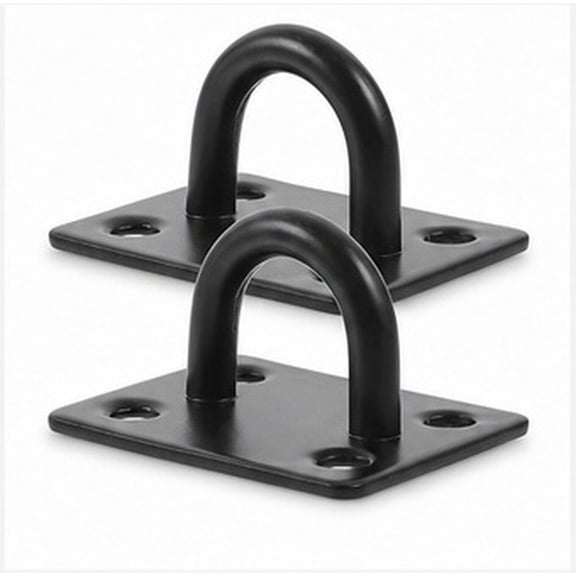 OFFIGAM 2-Pack Black Stainless Steel Heavy Duty Pad Eye Plate Hooks, Ceiling and Wall Mount Anchor Hangers for Indoor Home Use