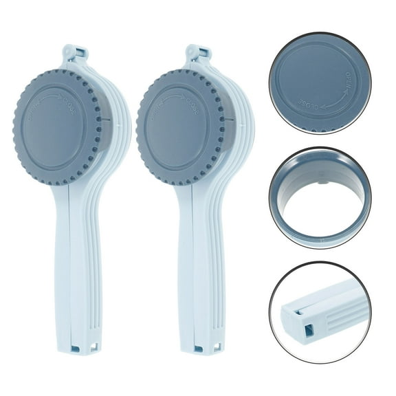 OFFIGAM 2Pcs Blue Bag Sealing Clip Clamp with Plastic Pour Spout for Kitchen Use