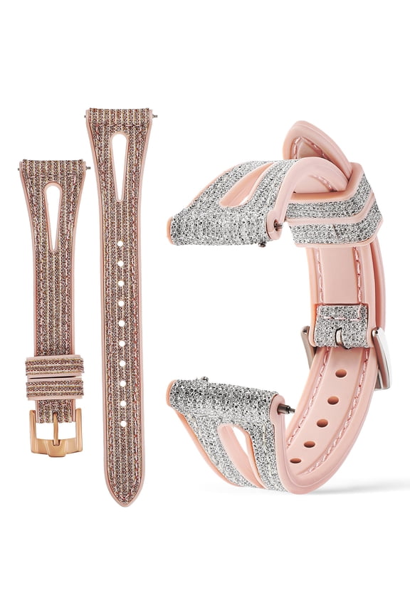 2-Pack Thin Glitter Watch Bands Breathable PU Replacement Straps for Comfortable Stylish Fit