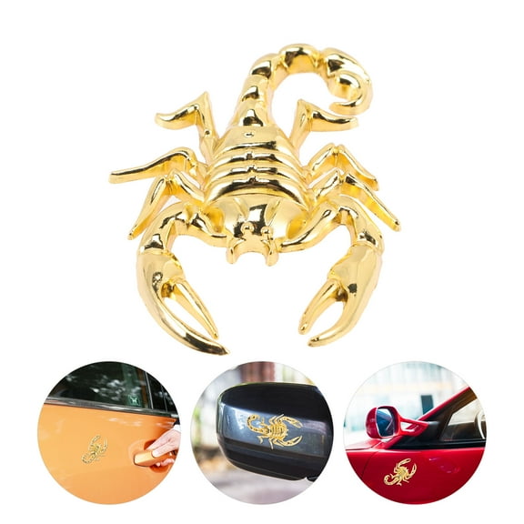 OFFIGAM 2Pcs Car Scorpion Decals Golden Metal Adhesive Auto Body Sticker Durable and Stylish