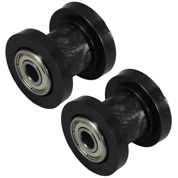 OFFIGAM 2Pcs Chain Pulley Roller Wheel for Motorcycle Black with Shock Absorption Feature