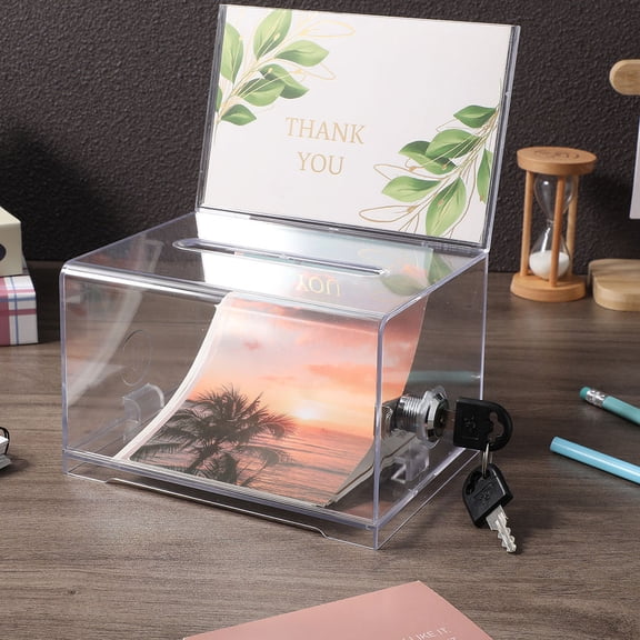 OFFIGAM Cards Storage Case Donation Box Acrylic 2Pcs