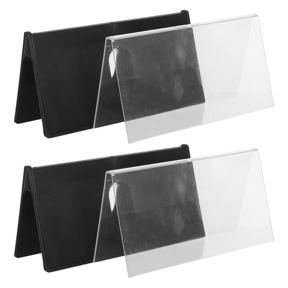 OFFIGAM 2Pcs Clear Plastic Double Sided Desk Name Plate for Conference Room and Office Use