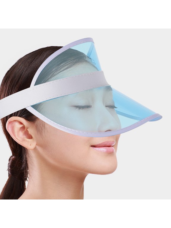 2Pcs Clear Visors for Women Sun Visor Cap Plastic PP Sky-Blue Fashion Style
