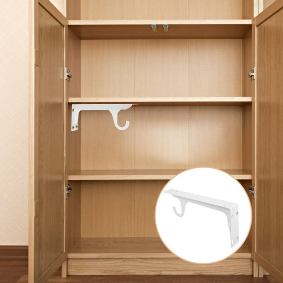 OFFIGAM 2-Pack Metal Wall Mounted Wardrobe Rail Brackets for Closet Organization and Space Optimization