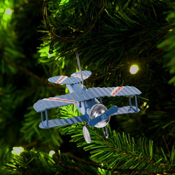 OFFIGAM 2Pcs Blue Vintage Metal Plane Model for Desktop Decoration with Sturdy Craft