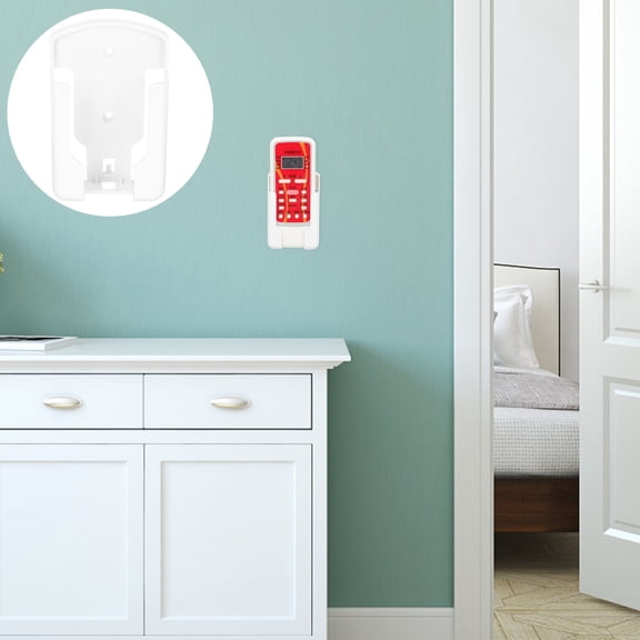 OFFIGAM 2-Pack White Plastic Wall Mount Remote Control Holder Sticky Organizer for Home and Office