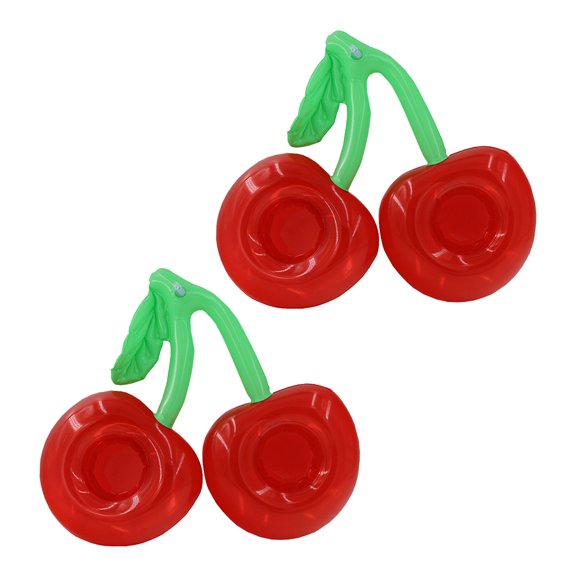 OFFIGAM 2Pcs Creative Red Cherry Inflatable Pool Drink Holder Durable PVC Material