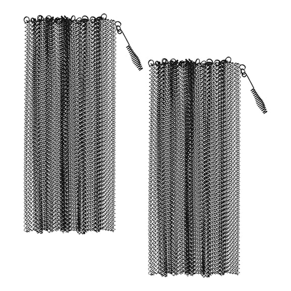 OFFIGAM 2Pcs Decorative Fireplace Screen Black Metal Mesh Curtain for Heat Resistant Protection