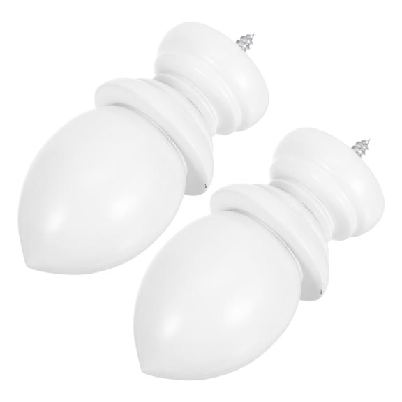 OFFIGAM Decorative Wood Curtain Rod Finials in White - Scratch-Resistant, Versatile, 2Pcs