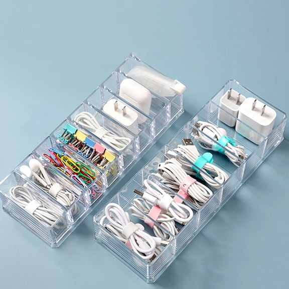 OFFIGAM 2Pcs Multi-Function Cable Box Durable Transparent Ps for Cable Accessories