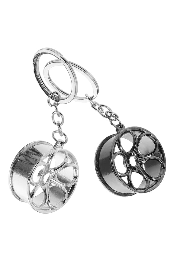 2Pcs Durable Wheel Tire Rim Keychain Car Key Ring and Backpack Pendant Assorted Colors
